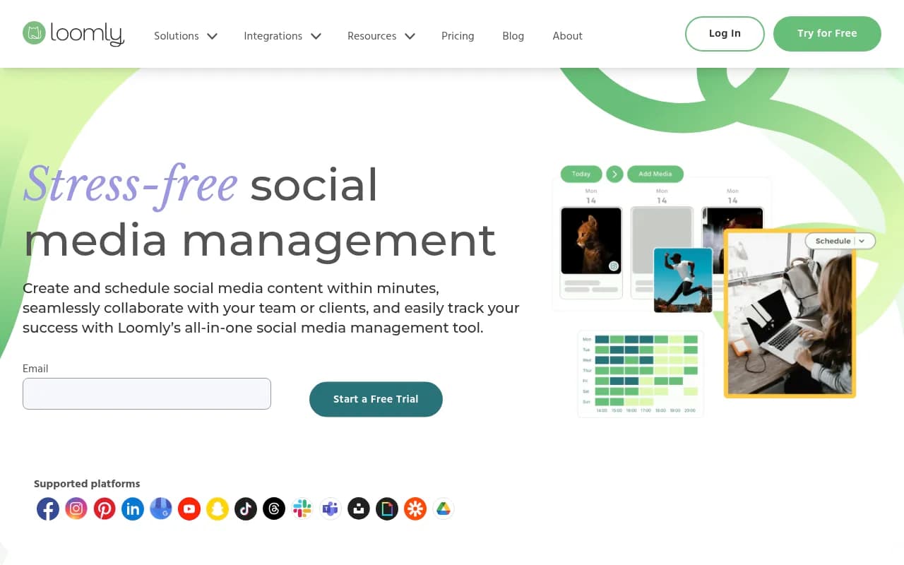 Screenshot of Loomly website