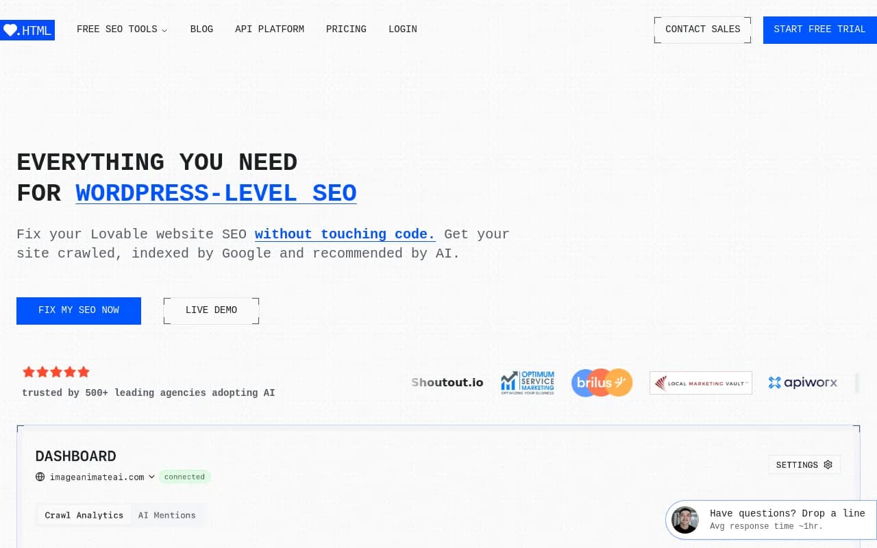 Screenshot of LovableHTML website