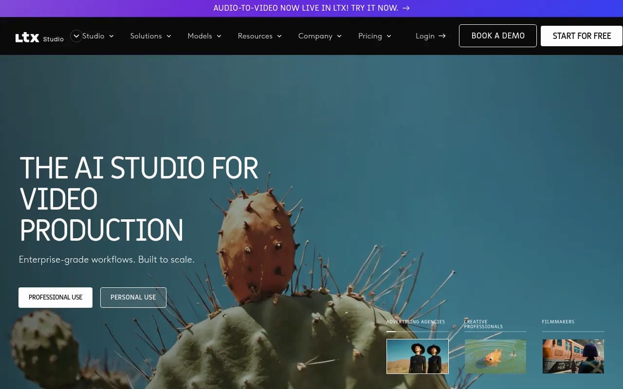 Screenshot of LTX Studio website
