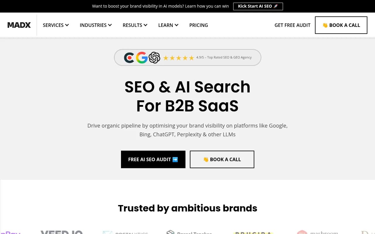 Screenshot of MADX Digital website