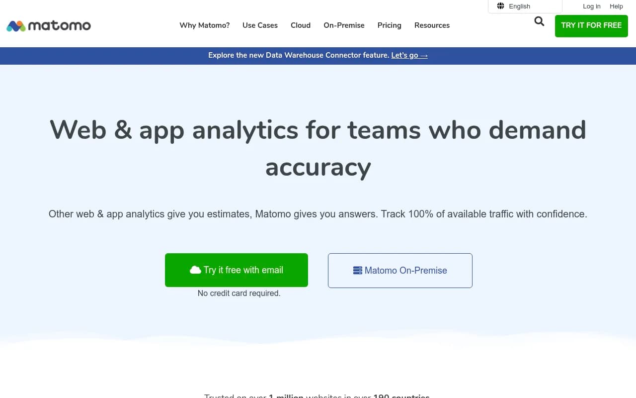 Screenshot of Matomo website