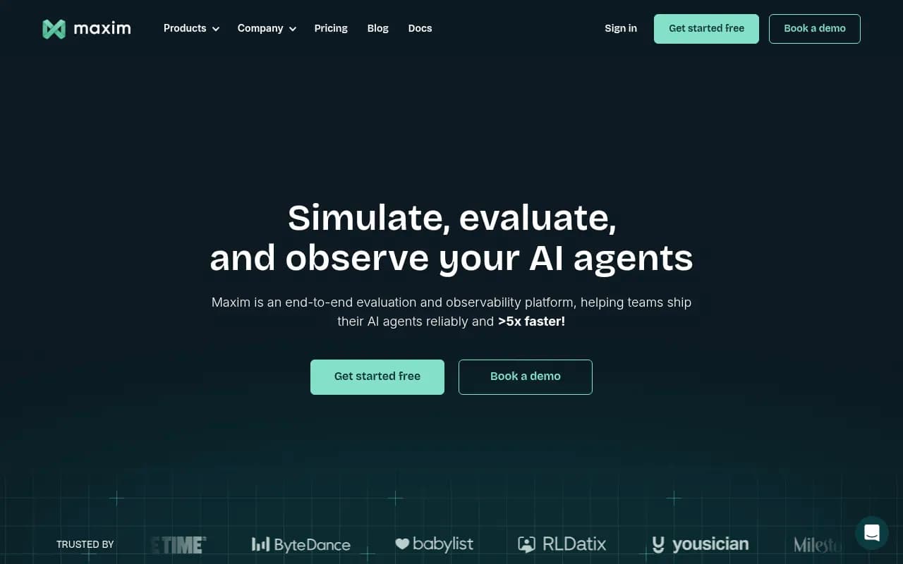 Screenshot of Maxim AI website