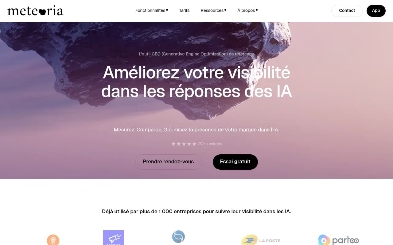 Screenshot of Meteoria website