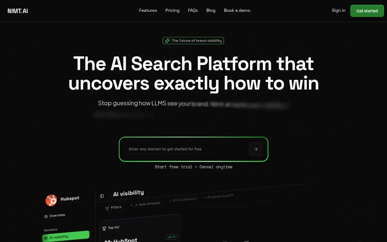 Screenshot of Nimt AI website