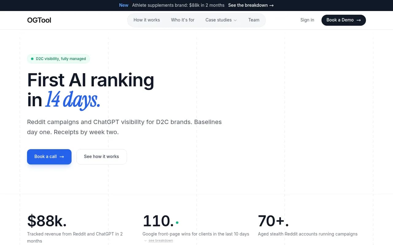 Screenshot of OGTool website