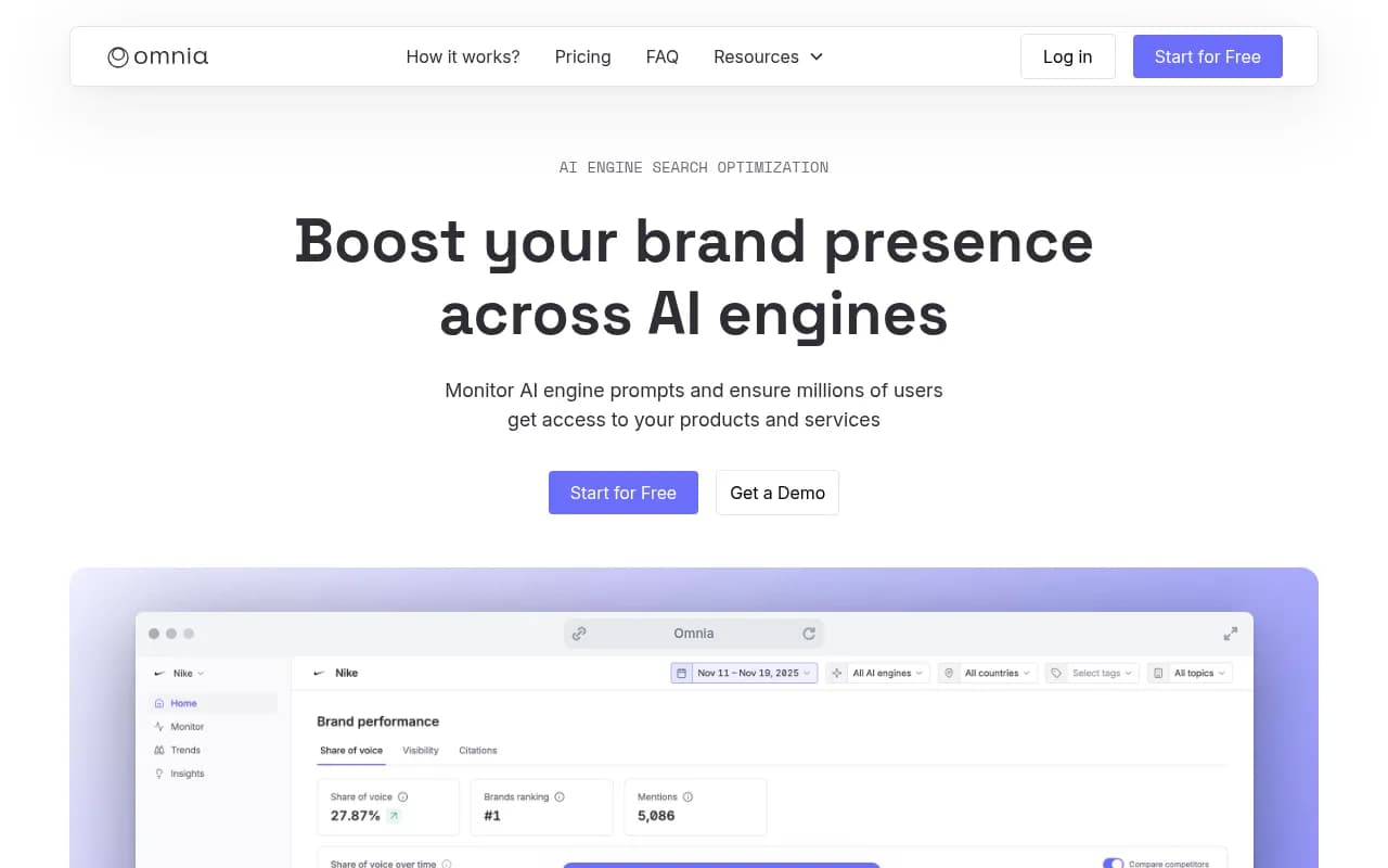 Screenshot of Omnia website