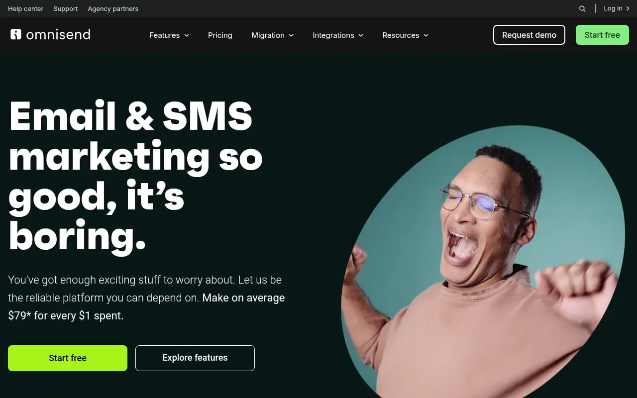 Screenshot of Omnisend website