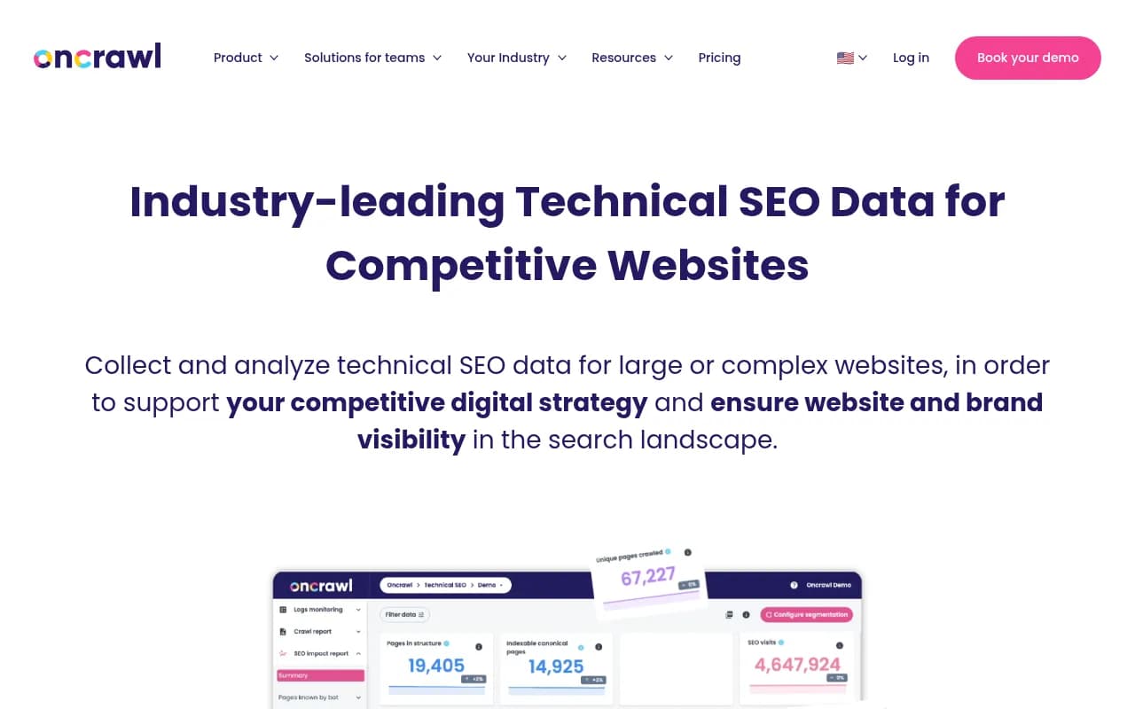 Screenshot of OnCrawl website