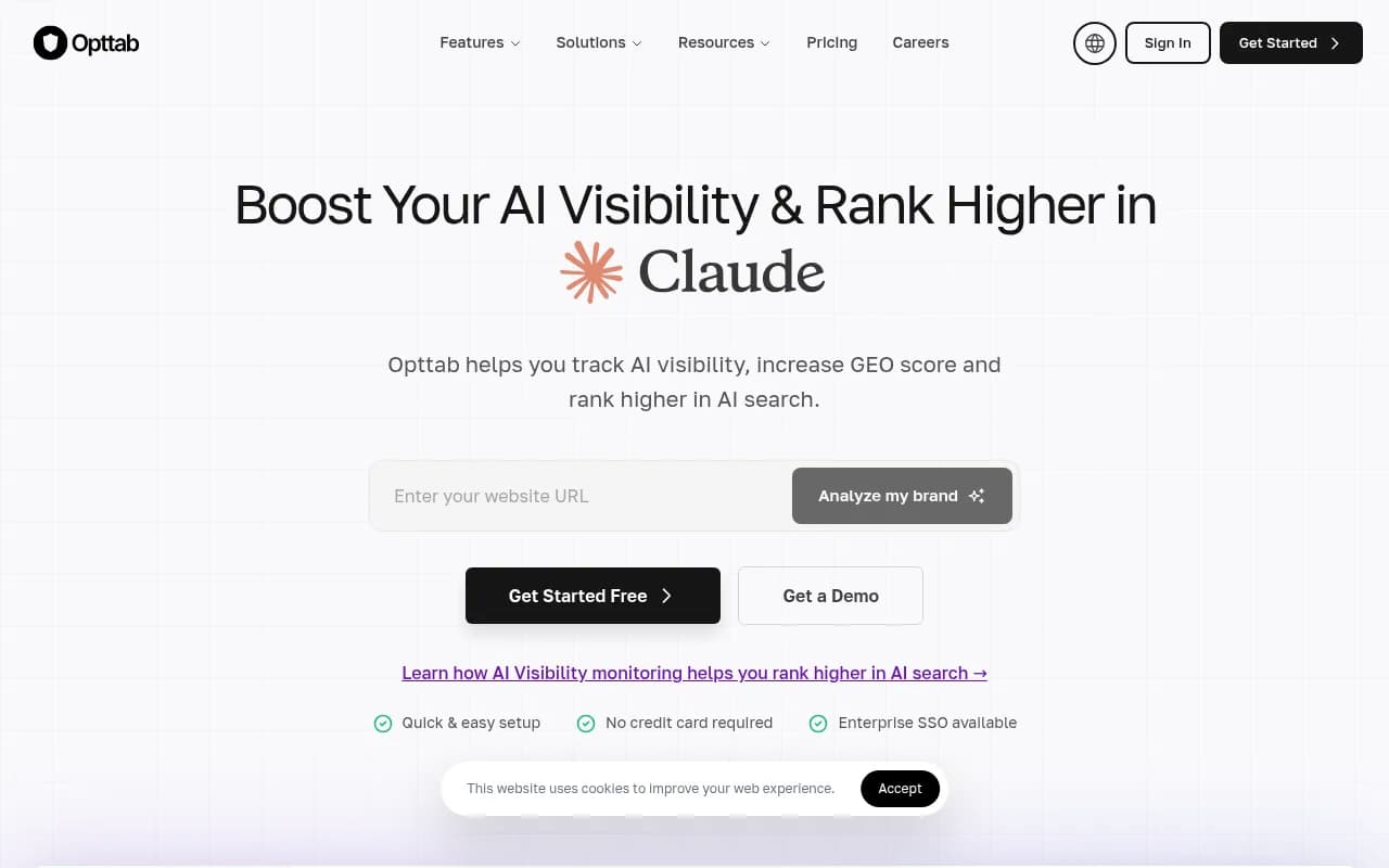 Screenshot of Opttab website