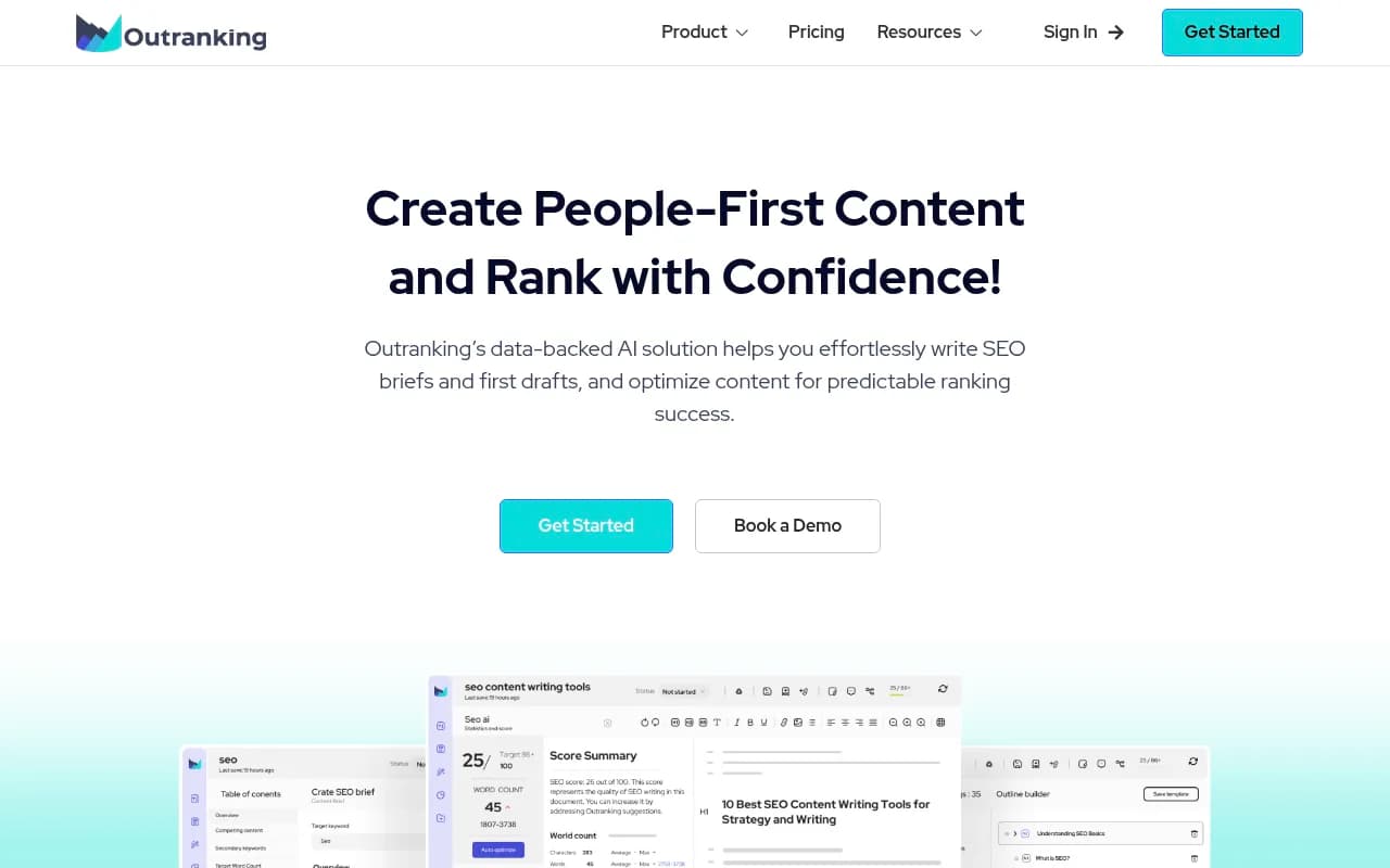 Screenshot of Outrank website