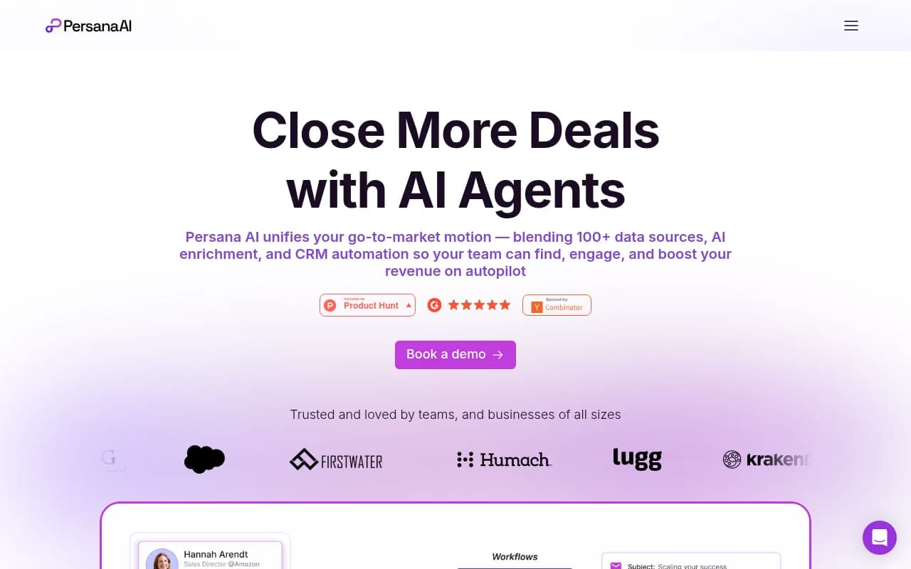 Screenshot of Persana.ai website