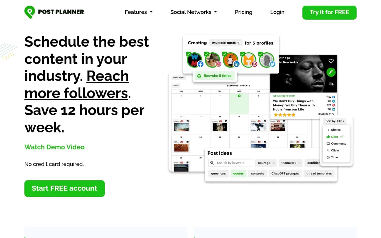 Screenshot of Post Planner website
