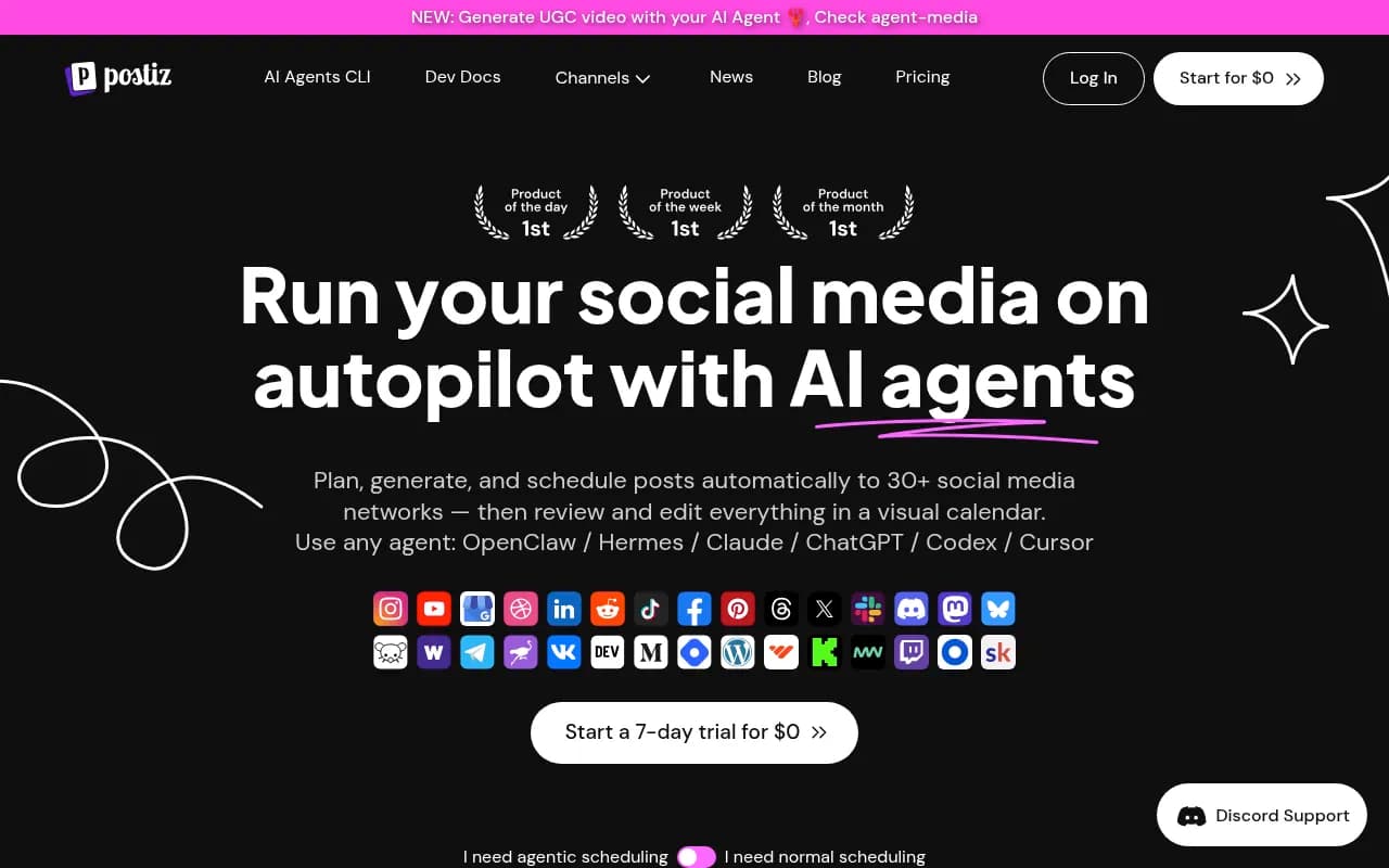 Screenshot of Postiz website