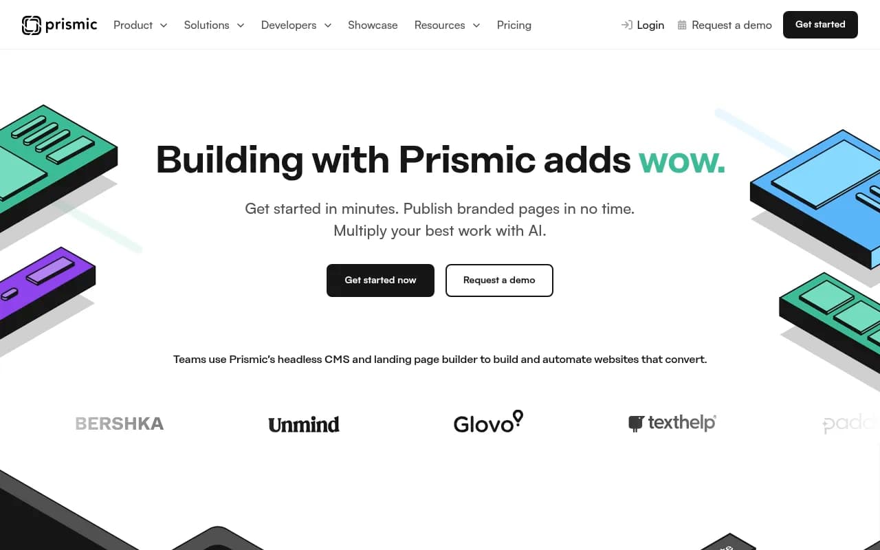 Screenshot of Prismic website