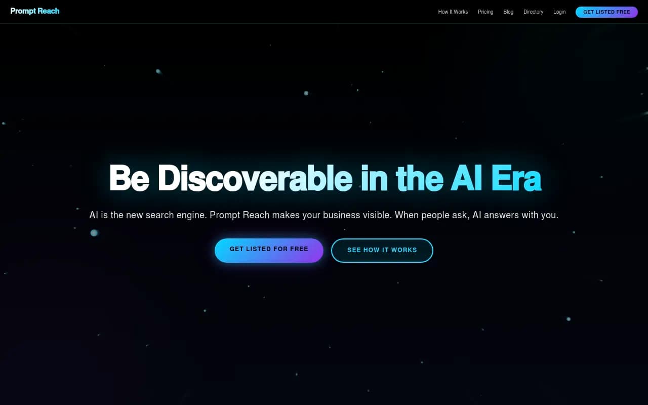 Screenshot of PromptReach website