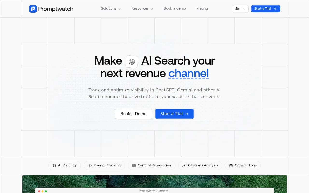 Screenshot of Promptwatch website