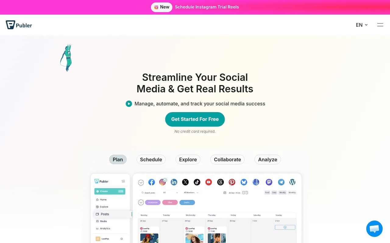 Screenshot of Publer website