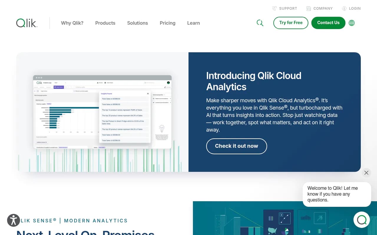 Screenshot of Qlik Sense website