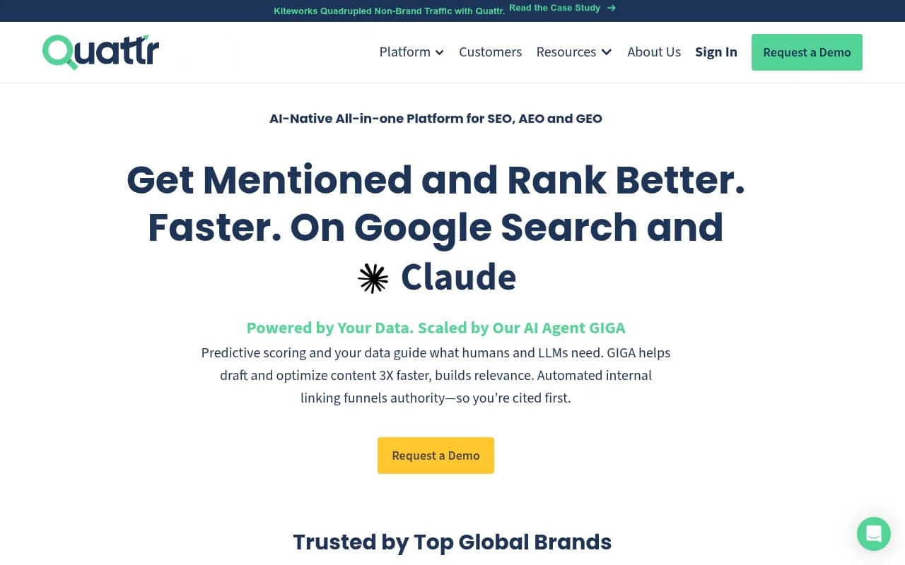 Screenshot of Quattr website