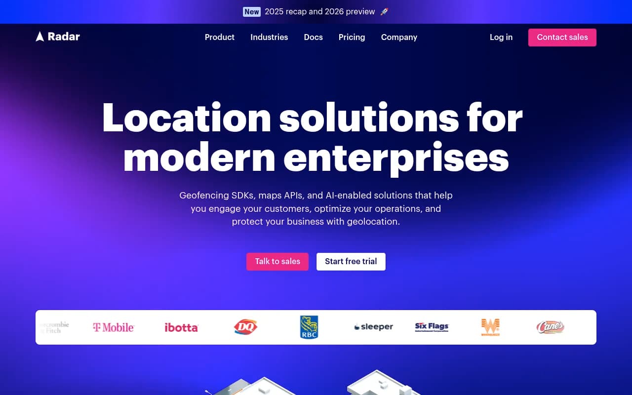 Screenshot of Radar website