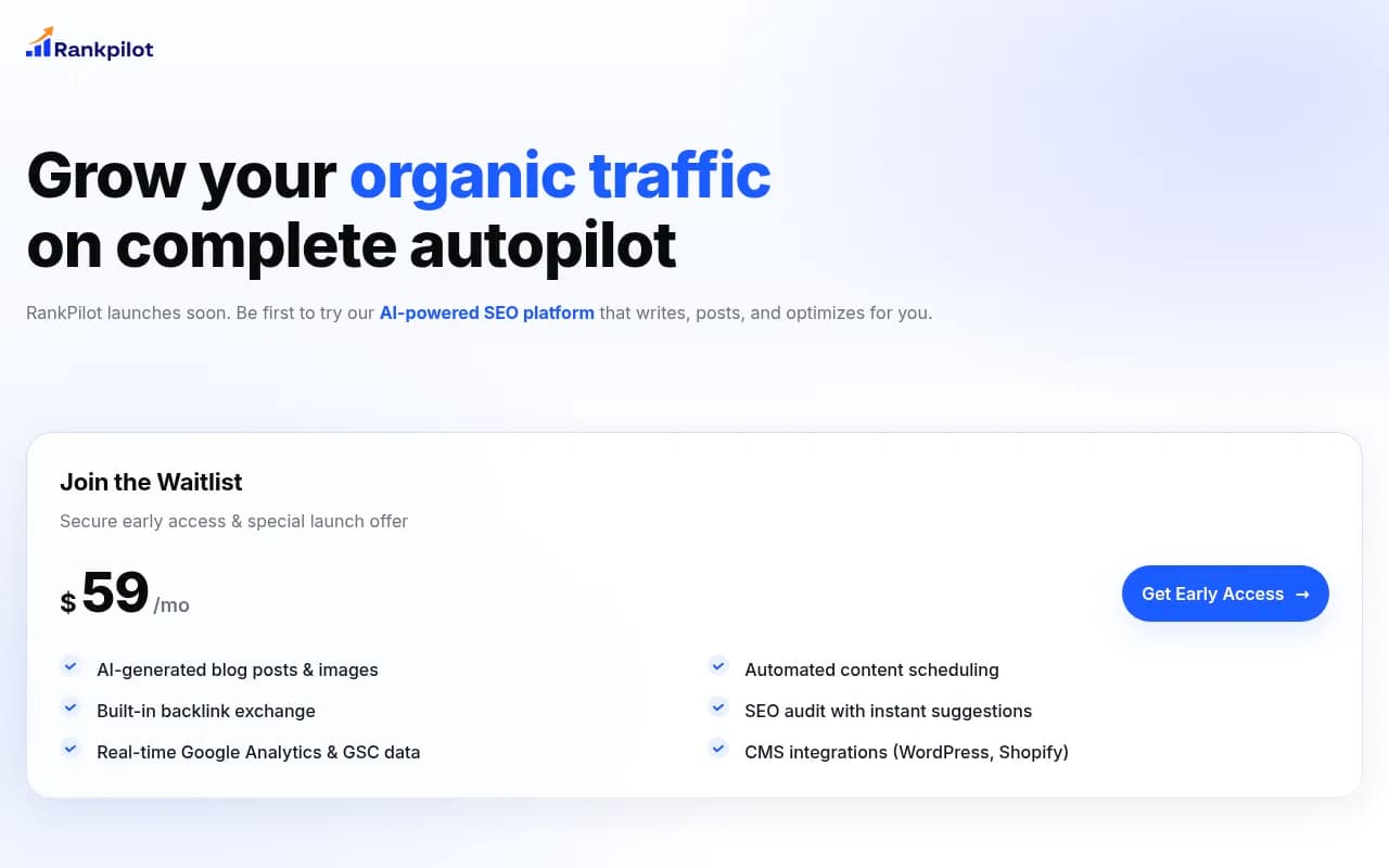 Screenshot of Rankpilot website