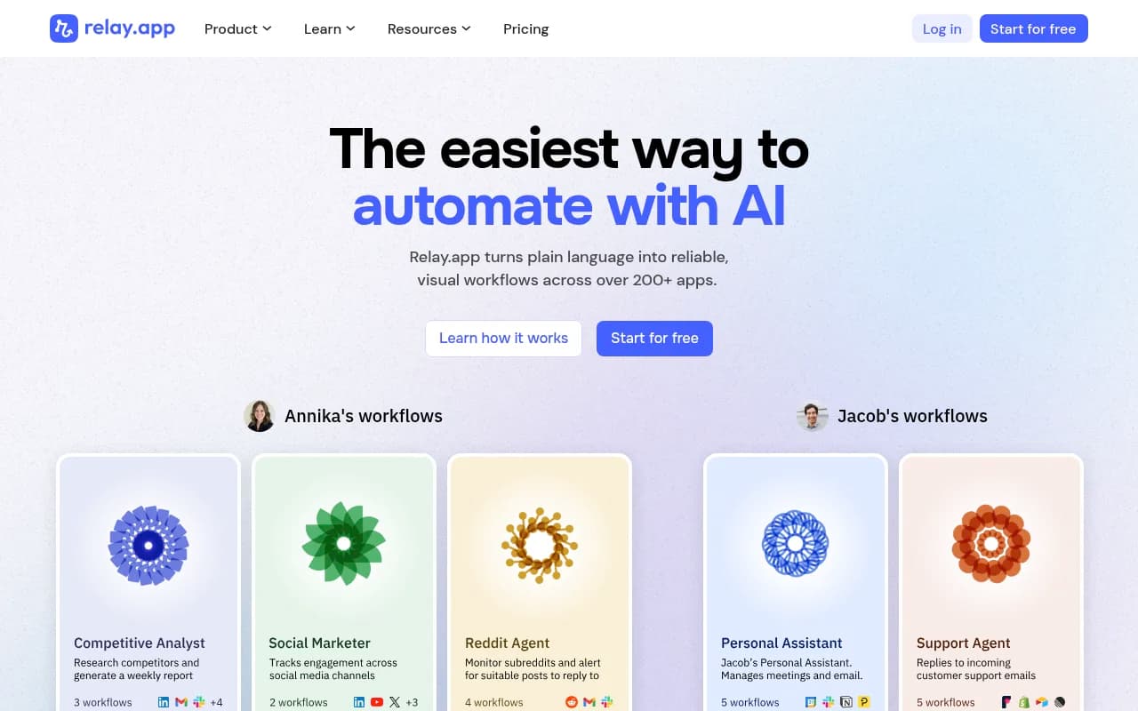 Screenshot of Relay.app website