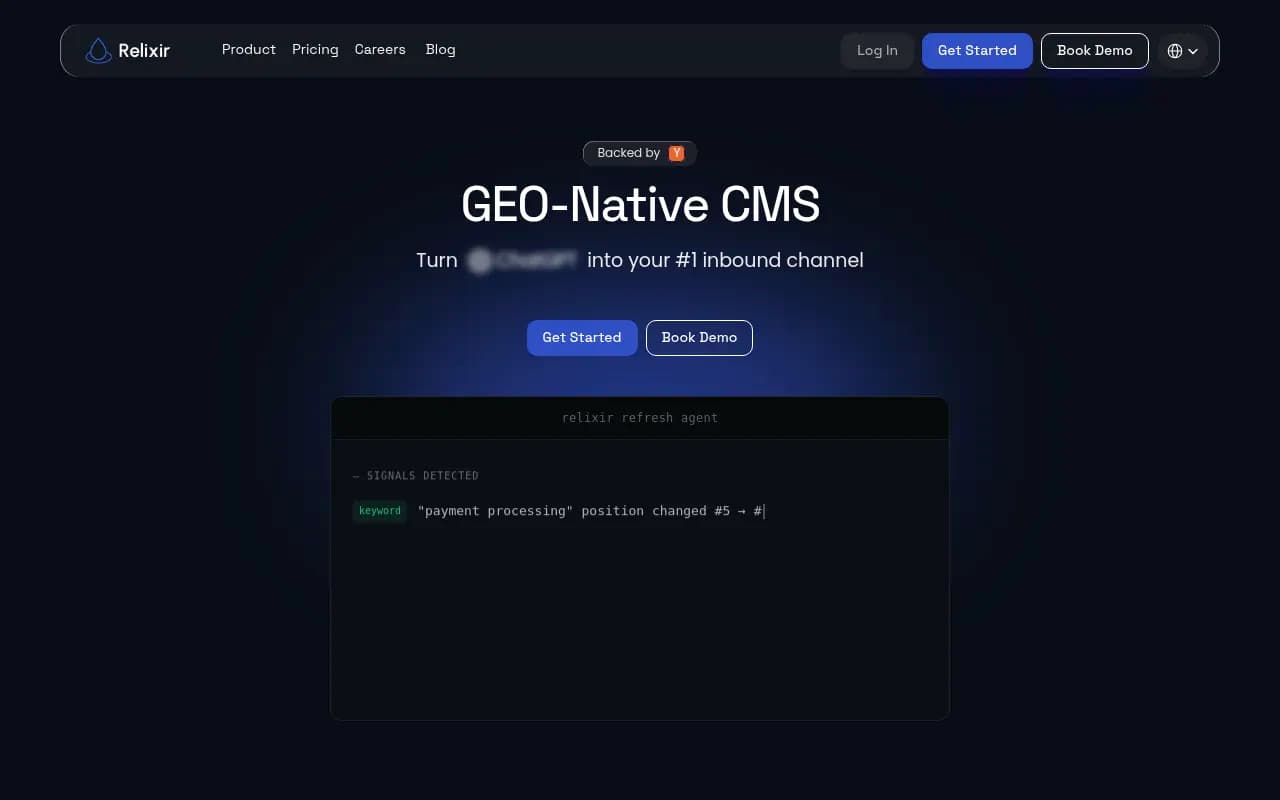 Screenshot of Relixir website