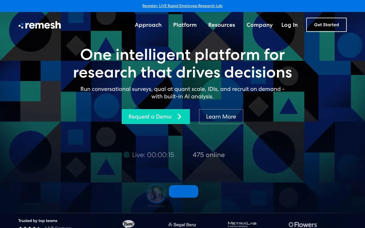 Screenshot of Remesh website