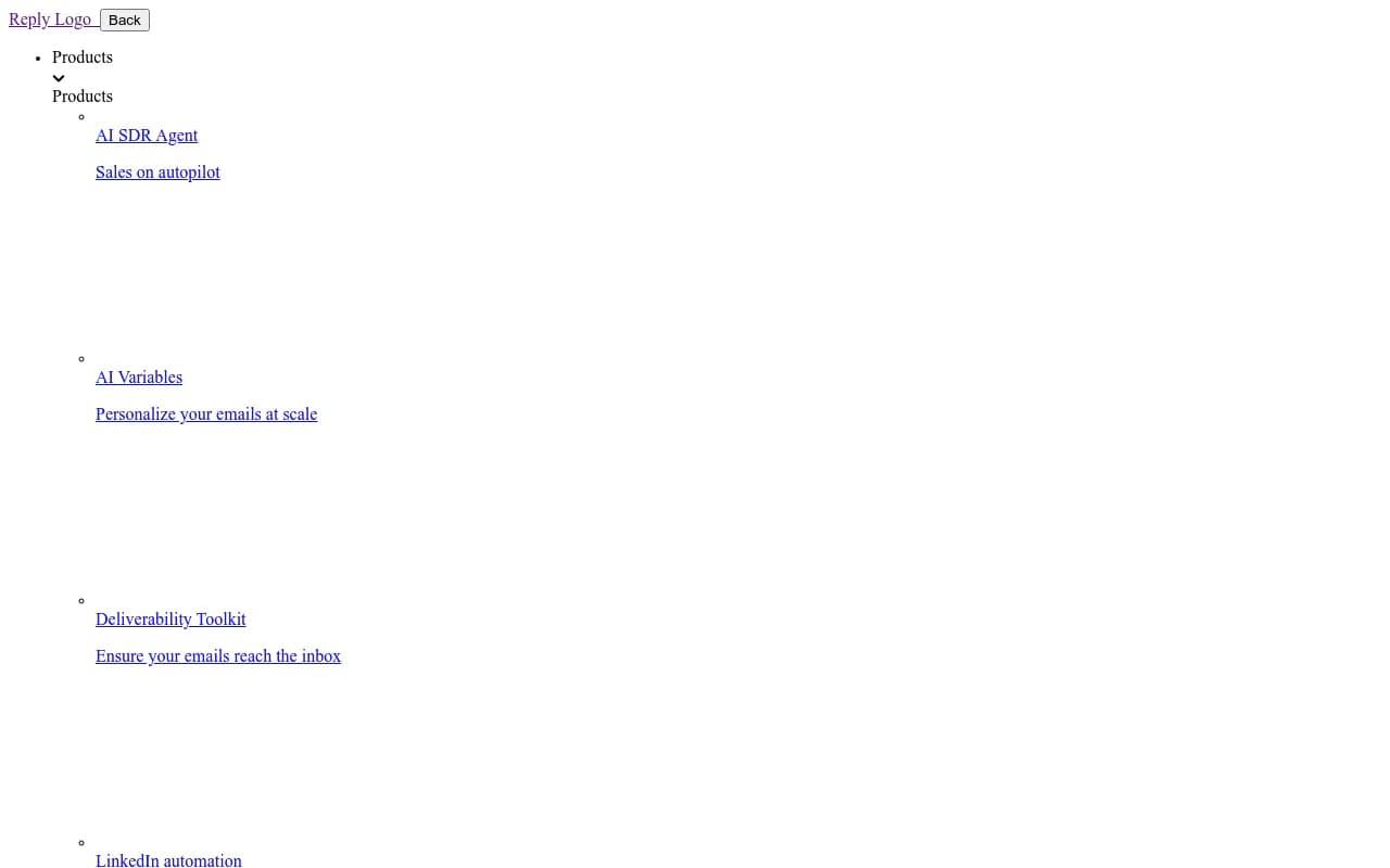 Screenshot of Reply.io website