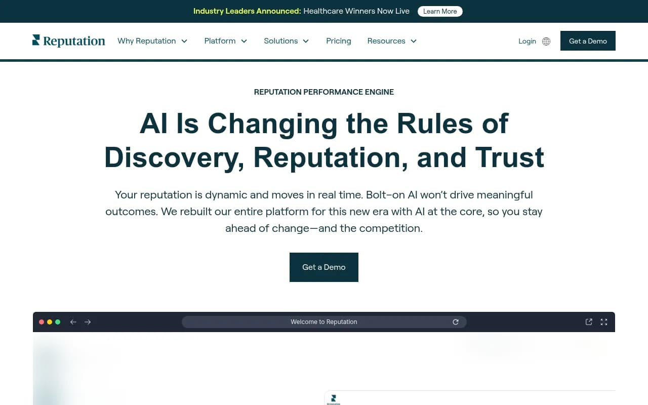 Screenshot of Reputation website