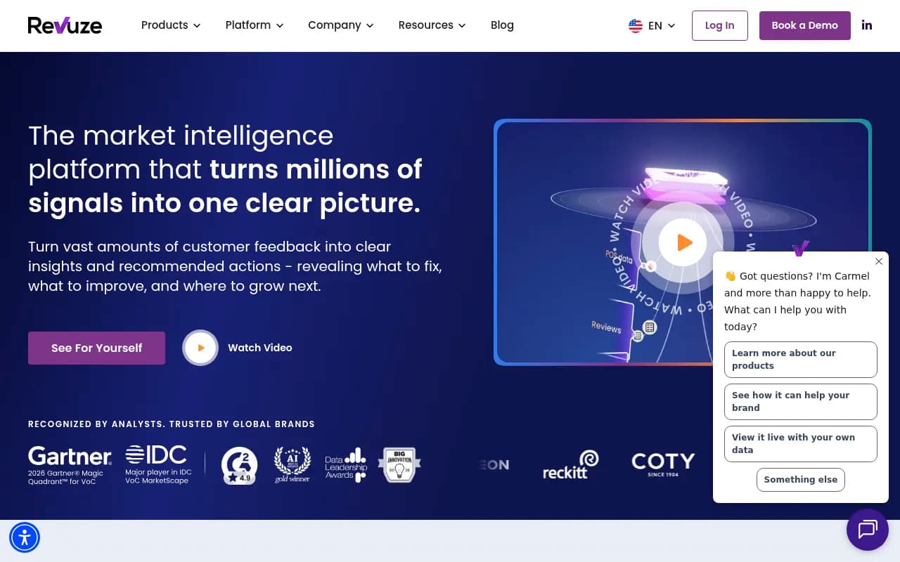 Screenshot of Revuze website