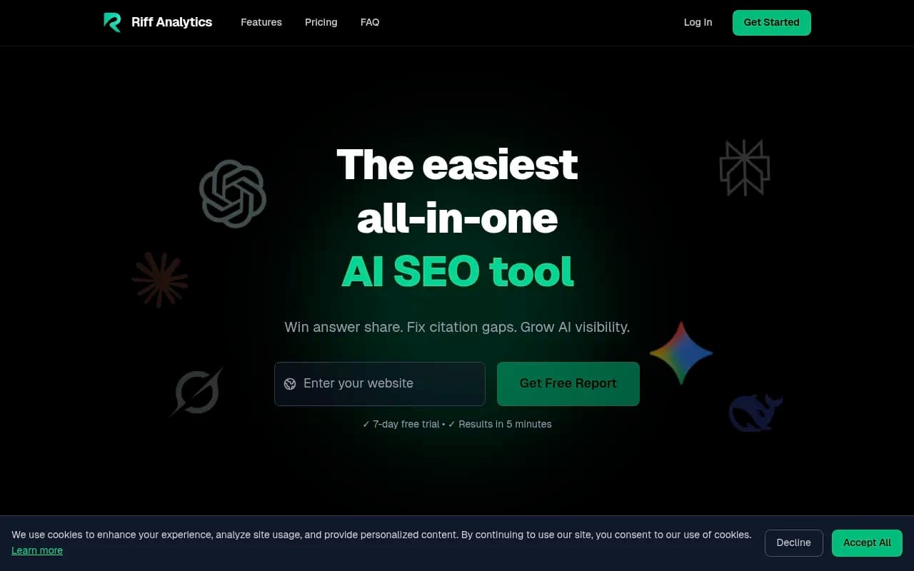 Screenshot of Riff Analytics website