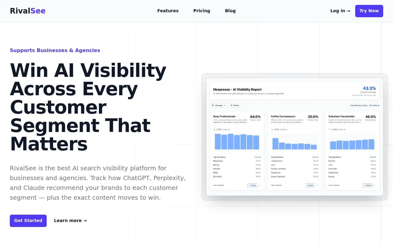 Screenshot of Rivalsee website