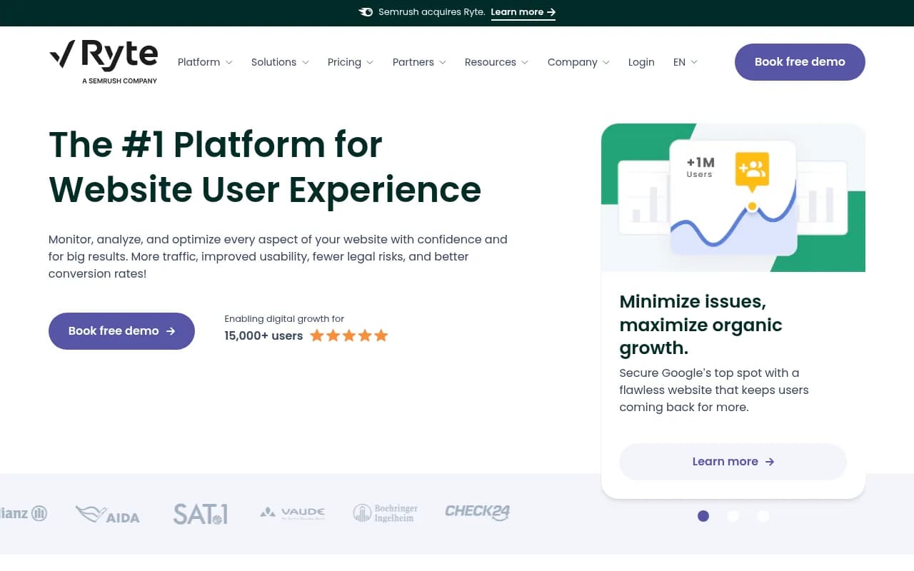 Screenshot of Ryte website