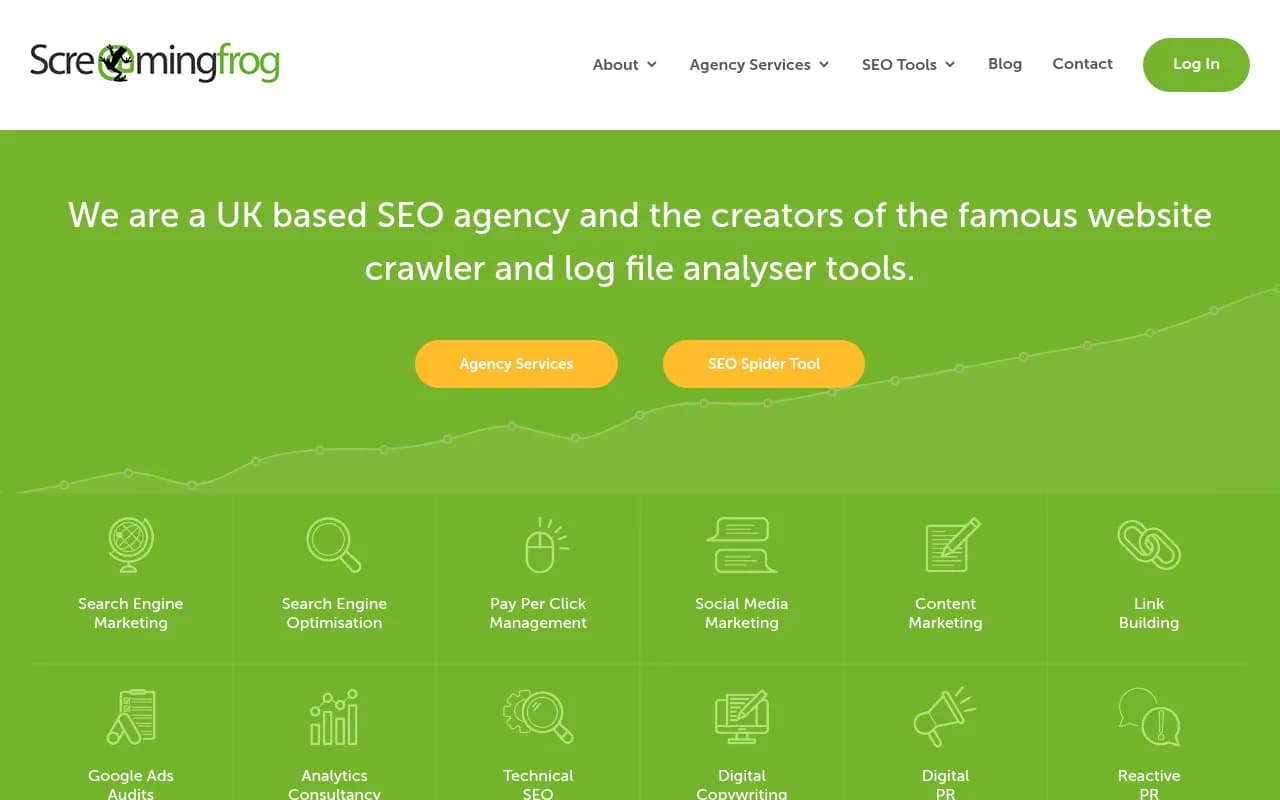 Screenshot of Screaming Frog SEO Spider website
