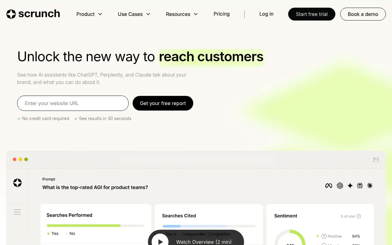 Screenshot of Scrunch AI website