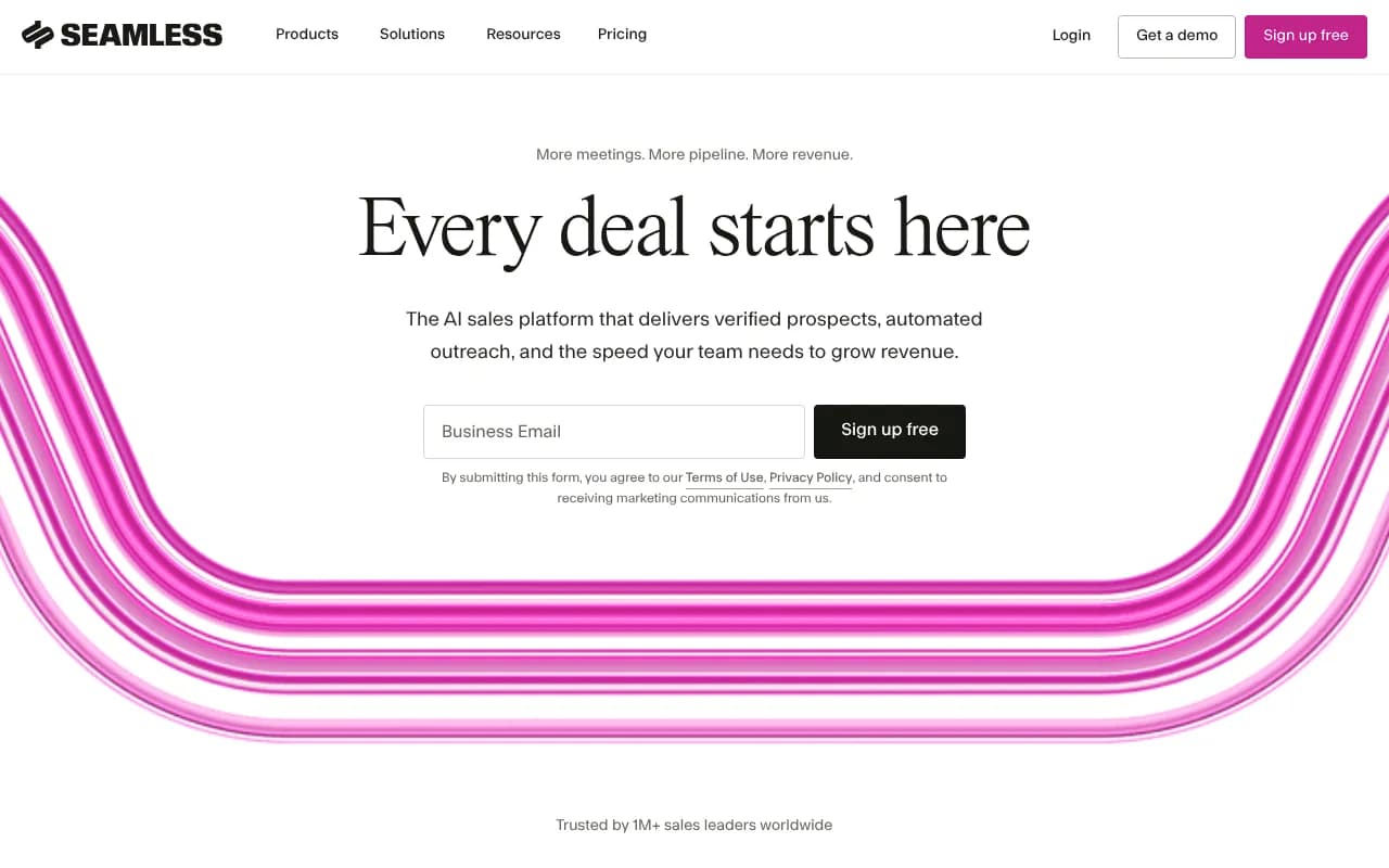 Screenshot of Seamless.AI website