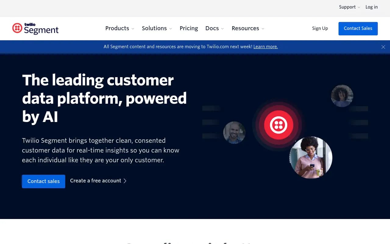 Screenshot of Segment website