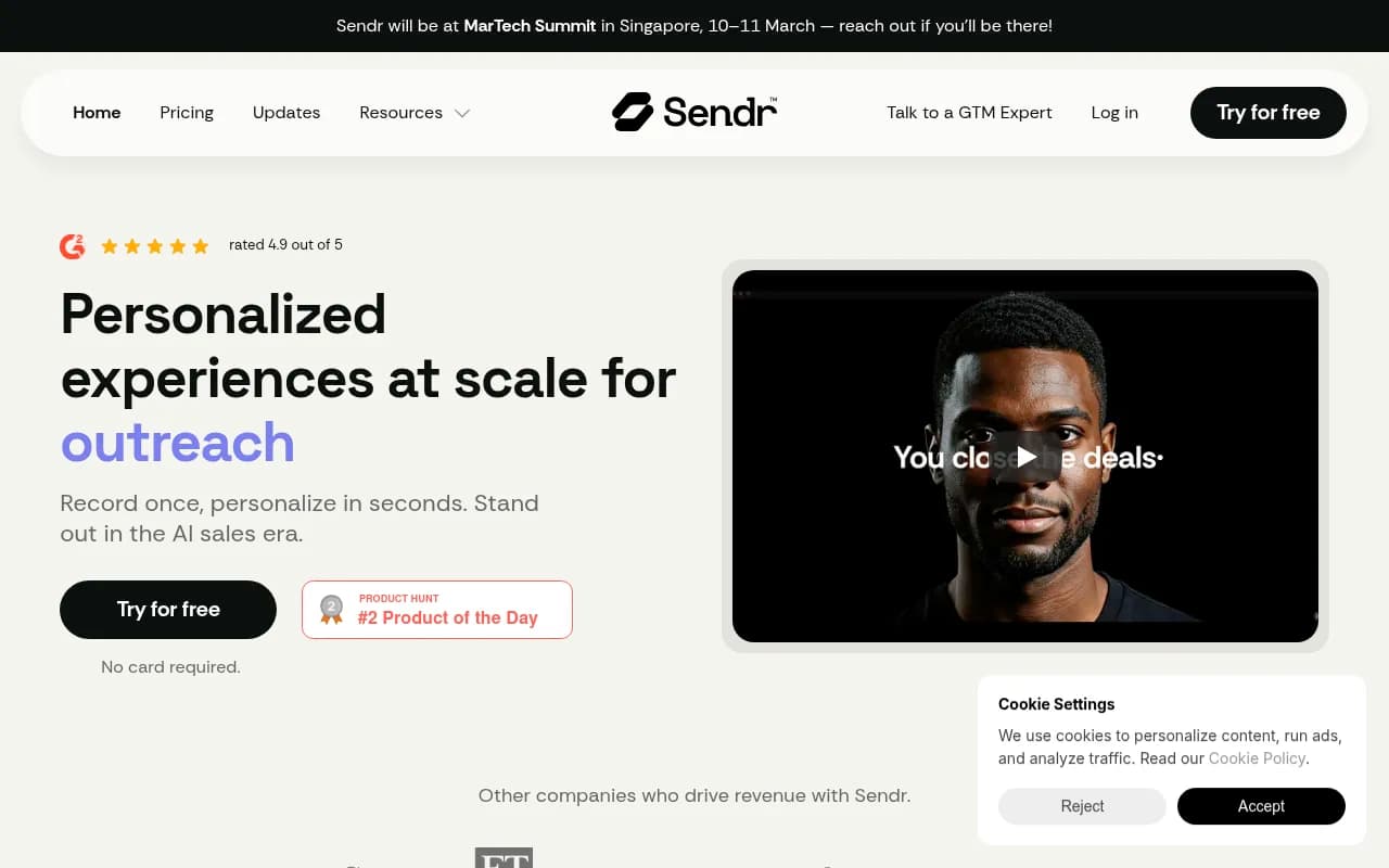 Screenshot of Sendr
