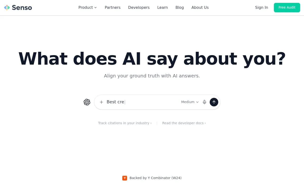Screenshot of Senso.ai website