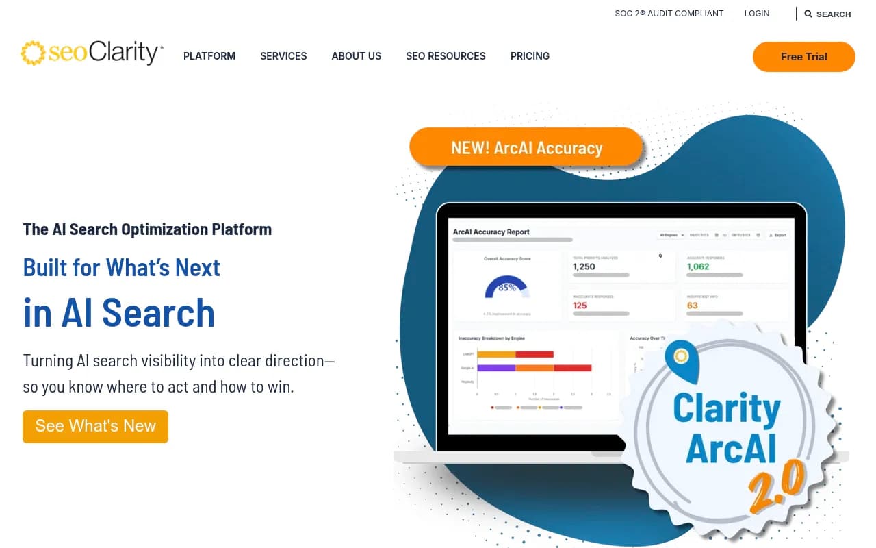 Screenshot of seoClarity website
