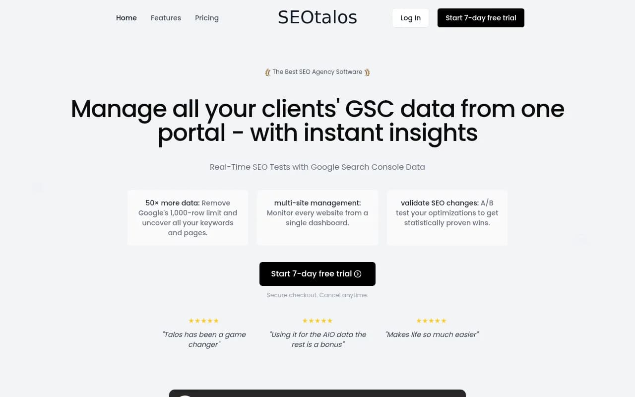 Screenshot of SEOTalos website