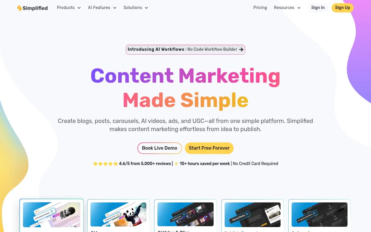 Screenshot of Simplified website