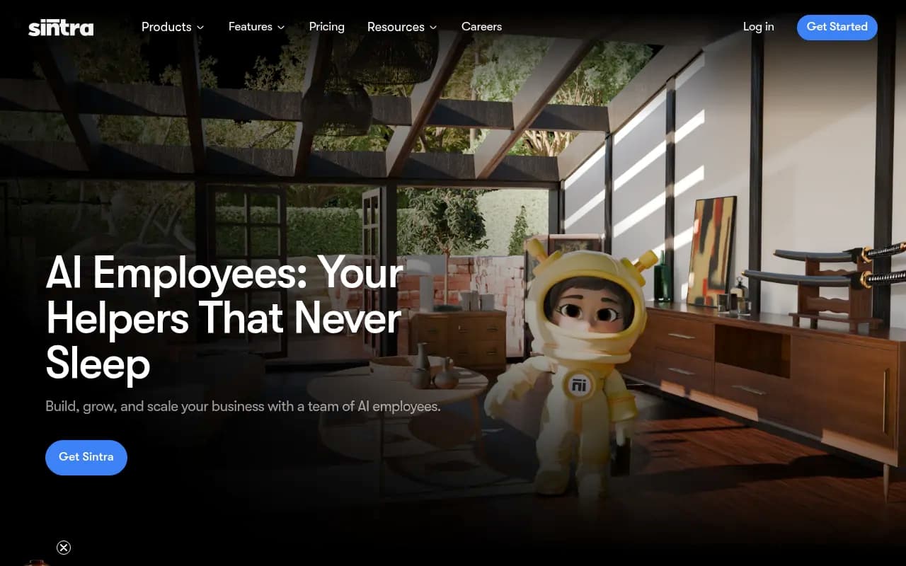 Screenshot of Sintra.ai website