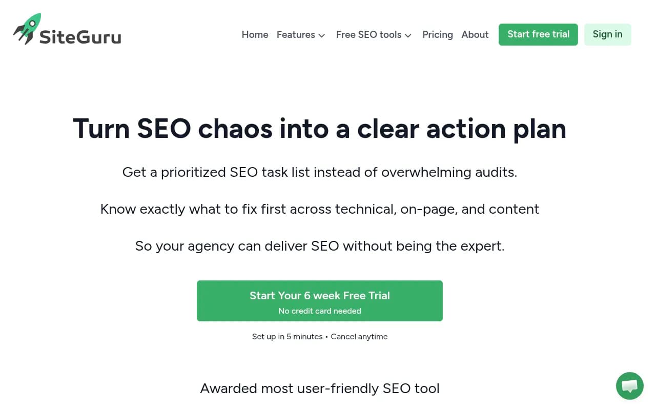 Screenshot of SiteGuru website