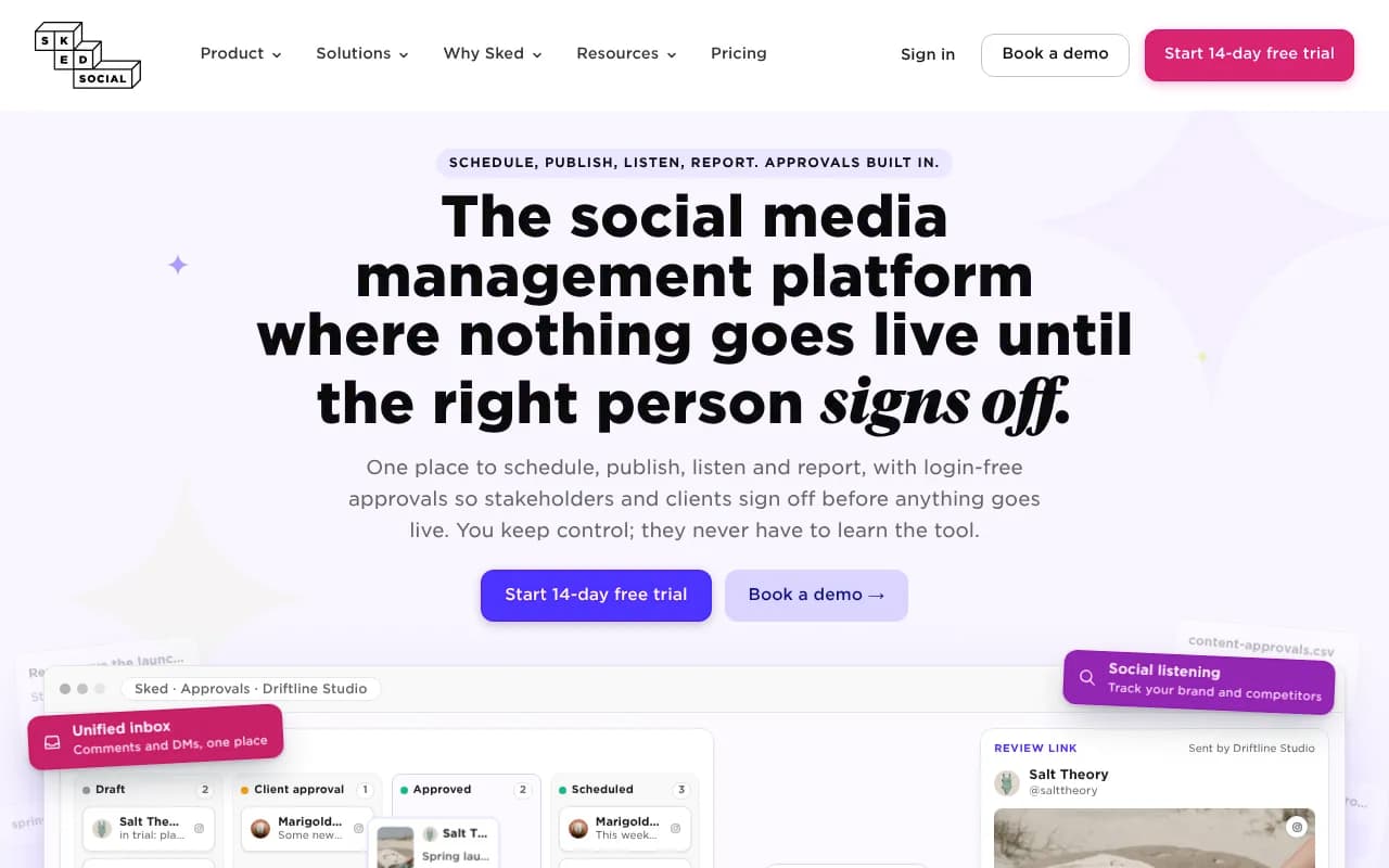 Screenshot of Sked Social website