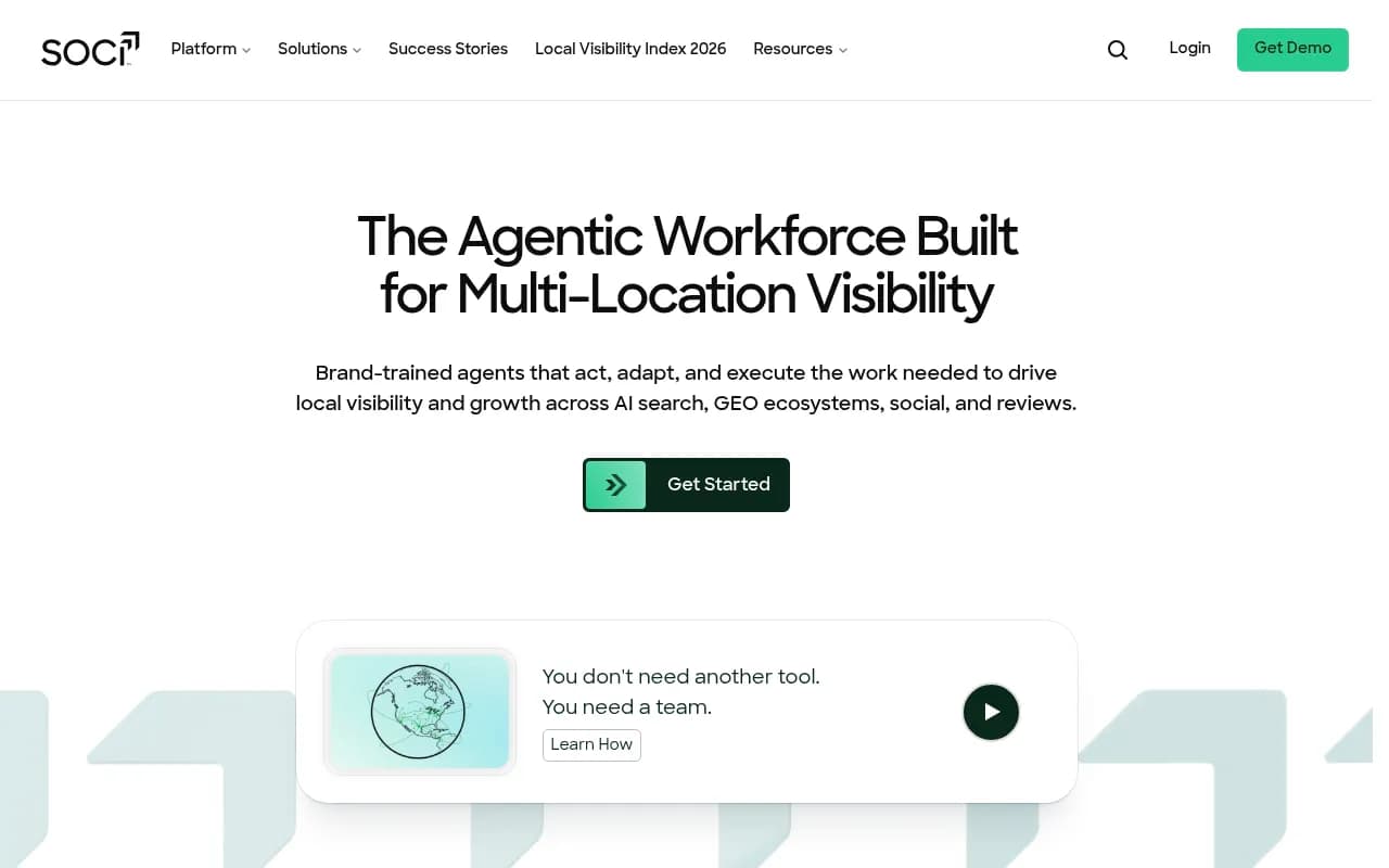 Screenshot of SOCi website