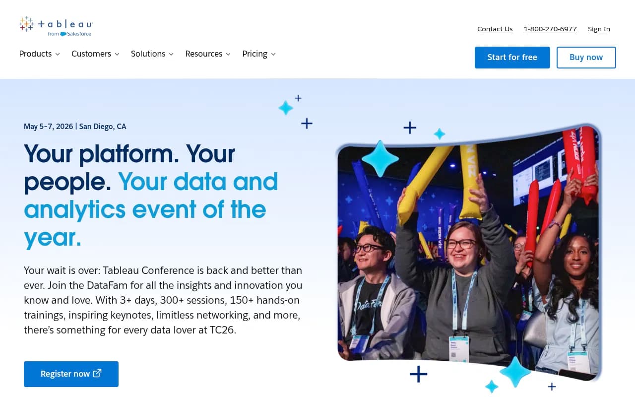 Screenshot of Tableau website