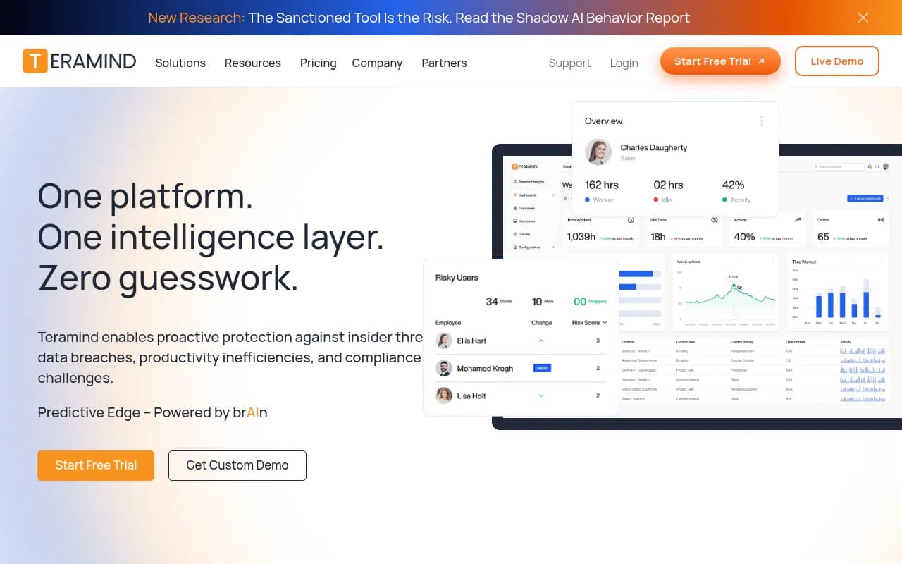 Screenshot of Teramind website