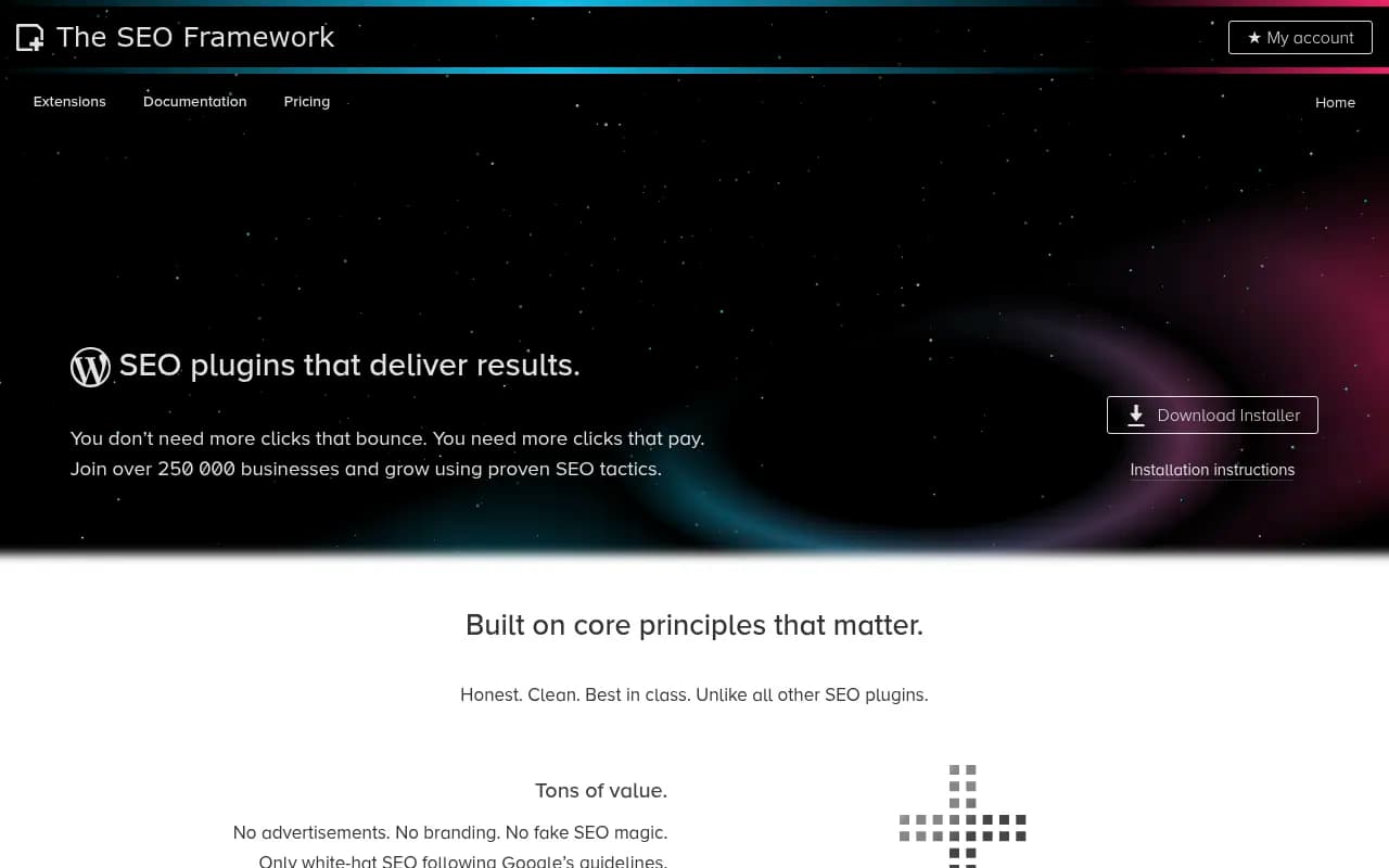 Screenshot of The SEO Framework website